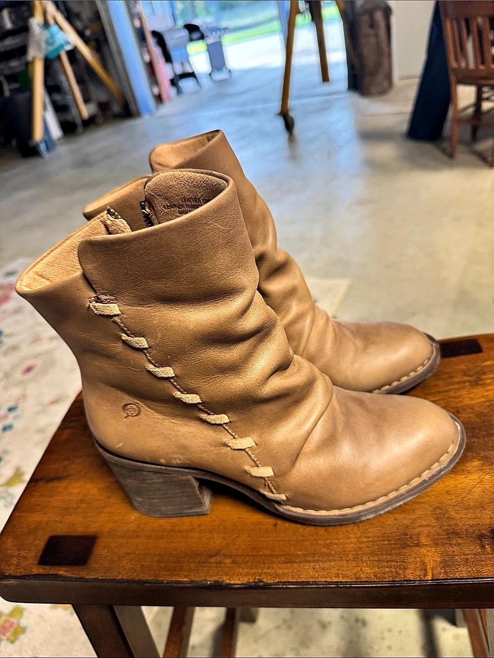 Born Tarkiln Leather Wrap Booties Brown - Picture 2 of 2